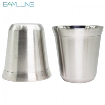 GAMLUNG Pixie Nespresso Espresso Stainless Steel coffee cup coffee cup lungo coffee mug 2 pcs pack with 1 Stirrer 170ml