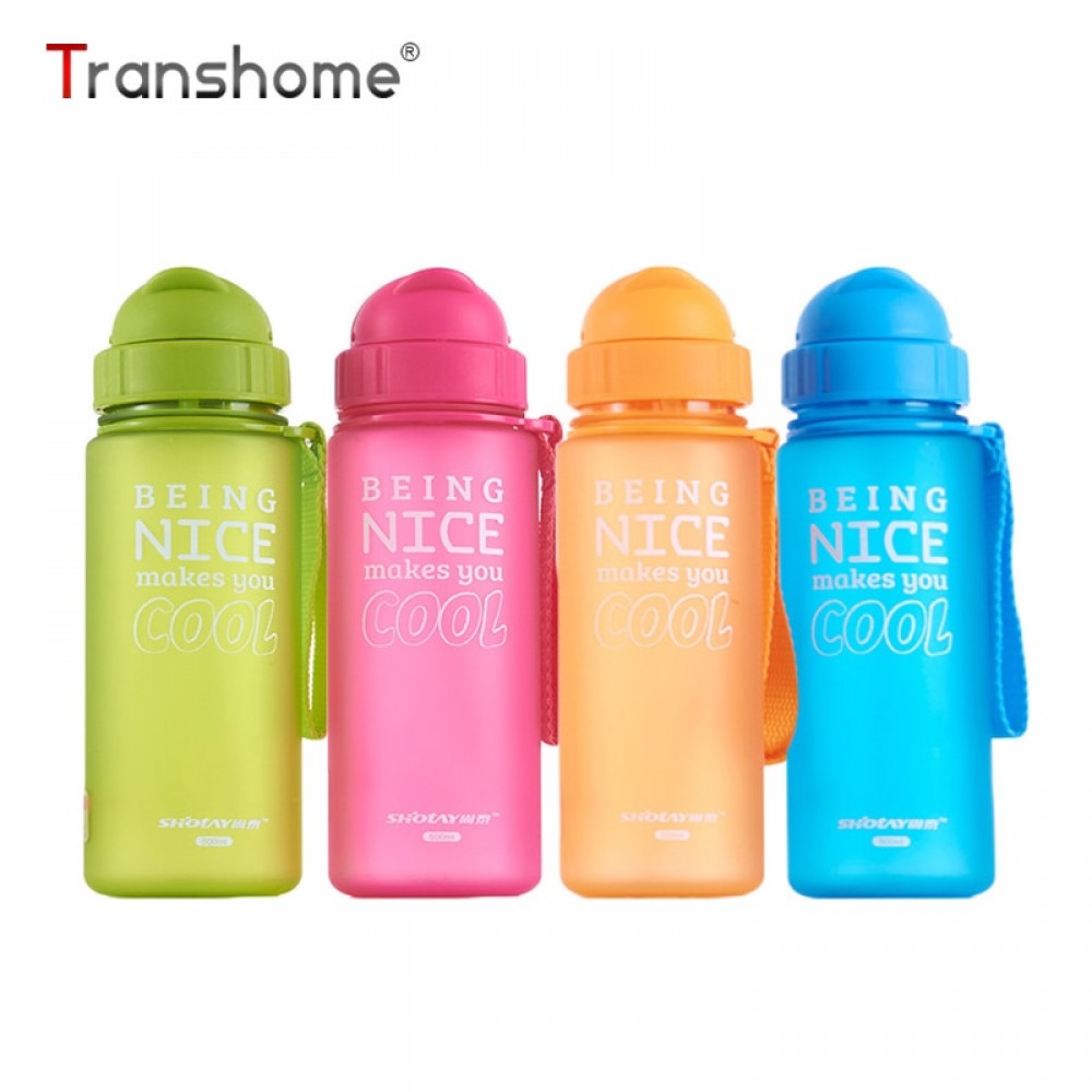 Transhome Water Bottle With Straw 400ml Kids Bottles Plastic Drinking Bottles for Children Sports School Water Bottles BPA Free