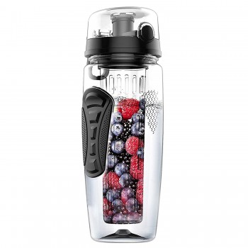 1000ml/32oz Fruit Infusing Infuser Water Bottle Plastic Sports Detox Health black