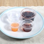 50Pcs Sauce Cups Disposable Plastic Clear Sauce Chutney Cups Boxes With Lid Food Takeaway