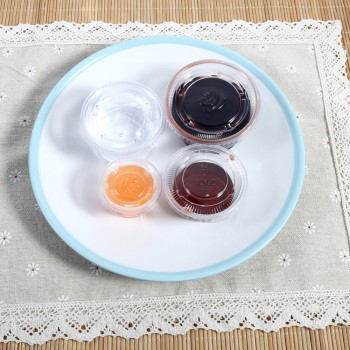 50Pcs Sauce Cups Disposable Plastic Clear Sauce Chutney Cups Boxes With Lid Food Takeaway