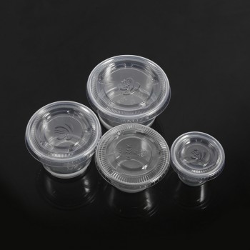 50Pcs Sauce Cups Disposable Plastic Clear Sauce Chutney Cups Boxes With Lid Food Takeaway