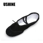 USHINE Black Canvas Slippers Indoor Exercising Soft Ballet Shoes Dance For Girls Ballet Shoes Dance Kids Ballet Shoes Children