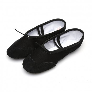 USHINE Black Canvas Slippers Indoor Exercising Soft Ballet Shoes Dance For Girls Ballet Shoes Dance Kids Ballet Shoes Children