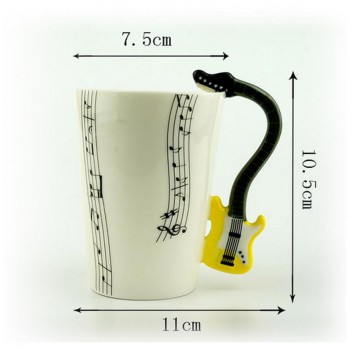 Creative Music Violin Style Guitar Ceramic Mug Coffee Tea Milk Stave Cups with Handle Coffee Mug Novelty Gifts