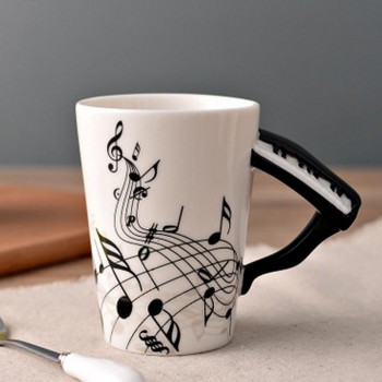 Creative Music Violin Style Guitar Ceramic Mug Coffee Tea Milk Stave Cups with Handle Coffee Mug Novelty Gifts
