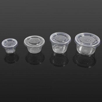 50Pcs food grade PP Sauce Cups Disposable dips Salad Sauce Chutney Cups Boxes With Lids Sauce Food Container
