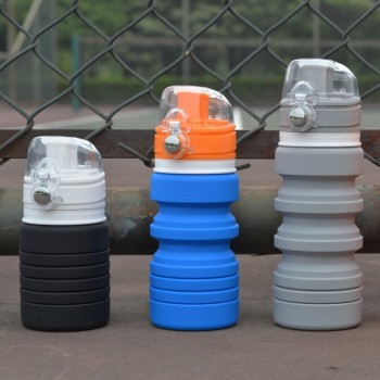 500ml outdoor travel foldable bottle silicone high temperature retractable large capacity kettle travel hiking portable bottle