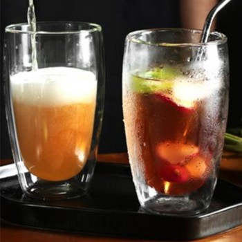 450ml Heat-resistant Double Wall Glass Cup Beer Coffee Cups Handmade Healthy Drink Mug Tea Mugs Transparent Drinkware