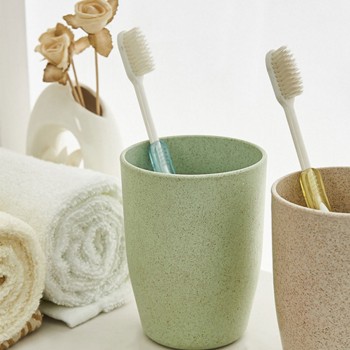 Plain Green Plastic Couple Lover Mouthwash Cup Rinsing Couple Rinse Cup Creative Thick round Water Cup