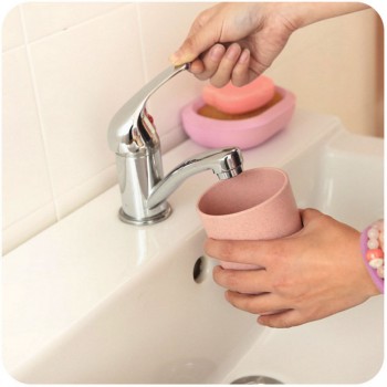 Plain Green Plastic Couple Lover Mouthwash Cup Rinsing Couple Rinse Cup Creative Thick round Water Cup