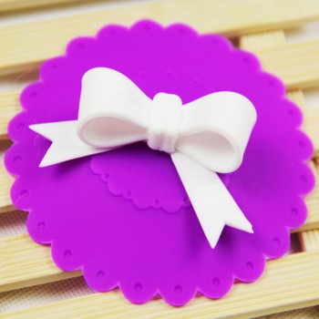New Sale 10.5cm Cute Anti-dust Silicone Cup Cover Silicone Lovely Bowknot Cup Cover Coffee Suction Seal Lid Cap 6 Colors