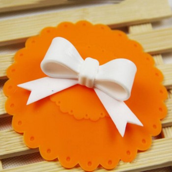 New Sale 10.5cm Cute Anti-dust Silicone Cup Cover Silicone Lovely Bowknot Cup Cover Coffee Suction Seal Lid Cap 6 Colors