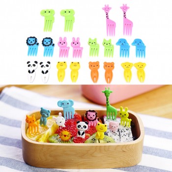 10pcs/pack Animal Farm Fruit Fork Mini Cartoon Children Snack Cake Dessert Food Fruit Pick Toothpick Bento Lunches Party Decor