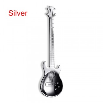 1PC  Rainbow Guitar Shape Coffee Mixing Spoon Cold Drink Tea Tools Stainless Steel Kitchen Accessories