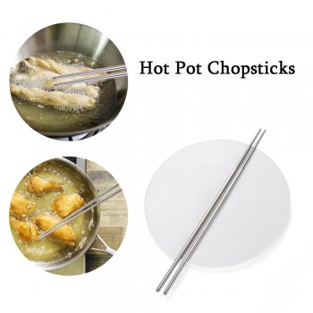 1 Pair Extra Long 14 Inch Hot Pot Chopsticks Cooking Frying Noodle Chopsticks stainless Steel Chinese stylish Chop Sticks