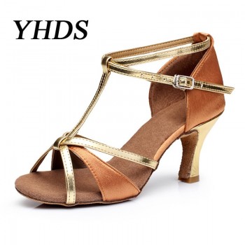 DIPLIP Salsa Latin Dance Shoes For Women Girls Tango Ballroom Dance High Heels soft Dancing Shoes 5/7cm Ballroom Dance Sandals