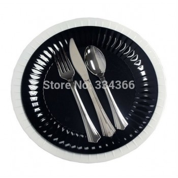 300Pcs/Lot Disposable Plastic Silver Cutlery Party Flatware WeddingTableware Knife/ Fork/ Spoon As Stainless Steel Color