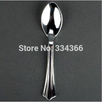 300Pcs/Lot Disposable Plastic Silver Cutlery Party Flatware WeddingTableware Knife/ Fork/ Spoon As Stainless Steel Color
