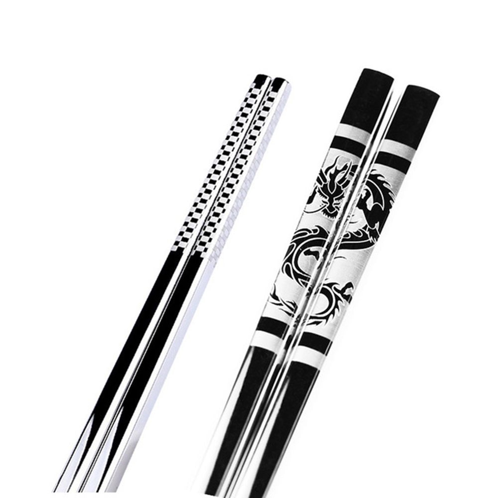 Stainless Steel Anti Skid Chopsticks Chinese Dragon Sushi Metal Long Chinese Healthy Food Chopsticks Tableware Chinese Gifts