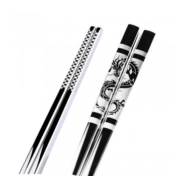 Stainless Steel Anti Skid Chopsticks Chinese Dragon Sushi Metal Long Chinese Healthy Food Chopsticks Tableware Chinese Gifts