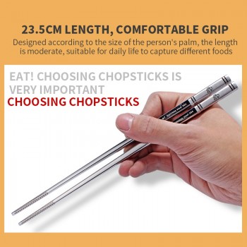 JueQi 304 Stainless Steel Chinese Chopsticks Wheat Straw Portable Travel Chopsticks Kids Reusable Food Sticks For Sushi 1 Pair