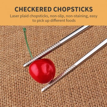 JueQi 304 Stainless Steel Chinese Chopsticks Wheat Straw Portable Travel Chopsticks Kids Reusable Food Sticks For Sushi 1 Pair