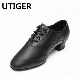 2017 Modern Children boys Mens Ballroom Latin Tango Dance Shoes man Salsa heeled black dancing shoes Big Size 25-45 Top WD038