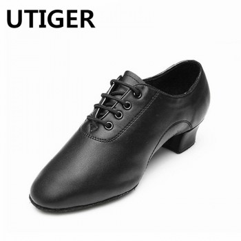 2017 Modern Children boys Mens Ballroom Latin Tango Dance Shoes man Salsa heeled black dancing shoes Big Size 25-45 Top WD038