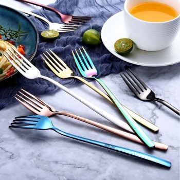 Stainless Steel Rainbow Color Long Handle Spoons amp; Forks Soup Scoop Ice Cream Tea Coffee Spoon Home Tableware Dinnerware Cutlery