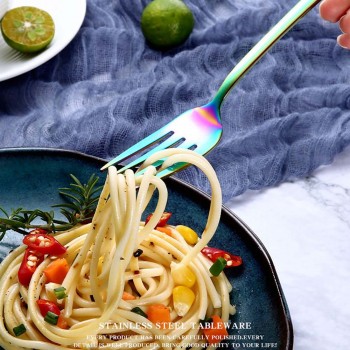 Stainless Steel Rainbow Color Long Handle Spoons amp; Forks Soup Scoop Ice Cream Tea Coffee Spoon Home Tableware Dinnerware Cutlery