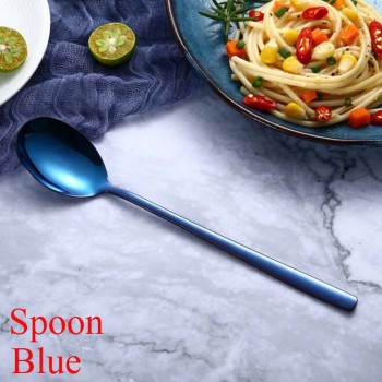 Stainless Steel Rainbow Color Long Handle Spoons amp; Forks Soup Scoop Ice Cream Tea Coffee Spoon Home Tableware Dinnerware Cutlery