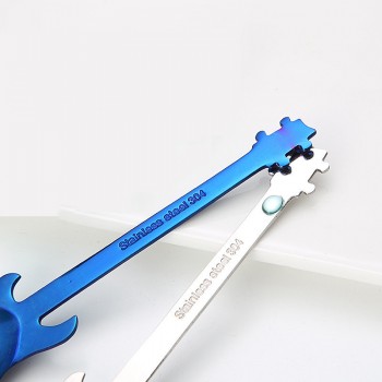 Stainless Steel Spoon Coffee Guitar Shape Music Theme Tea Stirring Spoon Small Ice Cream Dessert Scoop Creative Flatware Gifts