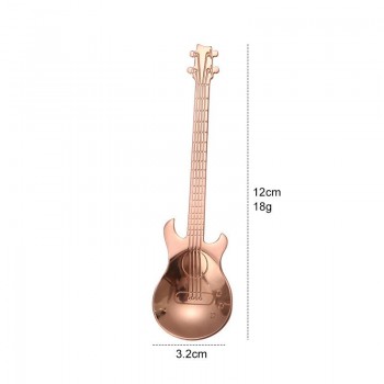 Stainless Steel Spoon Coffee Guitar Shape Music Theme Tea Stirring Spoon Small Ice Cream Dessert Scoop Creative Flatware Gifts