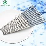 5 Pairs Durable Food Stick Chinese Traditional Flowers Pattern Stainless Steel Chopsticks Tableware Christmas Gifts 8.8inch
