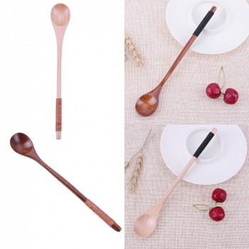 Wooden Spoons Large Long Handled Spoon Kids Spoon Wood Rice Soup Dessert Spoon Coffer Tea Mixing Tableware 20.5 X 3 X 1cm