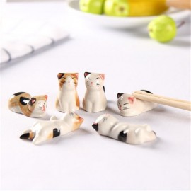 6pcs Lucky Cat Ceramic Chopsticks Rack Frame Cartoon Chopsticks Rest Flatware 6 Kinds of Styles Optional MI98