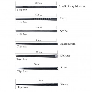 Japanese Styles Chopsticks Black Non-Slip Sushi Chopsticks Set Chinese Food Tools Tableware Kitchen Accessories 1 Pair 7 Types