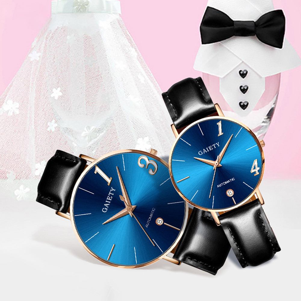 Couple Watches Lovers Commemorate Gift Clock Fashion Unisex Watch Leather Strap Line Analog Quartz Ladies Wristwatches Mujer