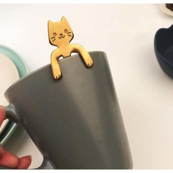 4pcs Stainless Steel Mini Cat Kitten Spoons for Coffee Tea Dessert Drink Mixing Milkshake Spoon Tableware Set Kitchen Supplies