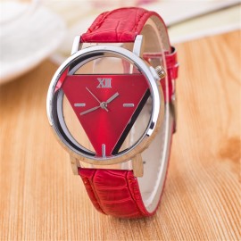 Skeleton Watch Women Hollow Transparent Triangle Dial Watch Red Pink Colorful Wrist Watches Girls Sweet Gift Relogio Feminino