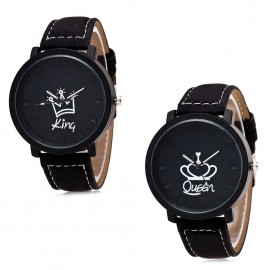 Newl King Queen Leather Watches Women Lovers Quartz Watch Men Brand Luxury Wristwatch Female Male Quartz Lover`s Watches