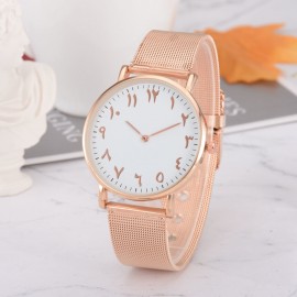 Fashion Women Watch Creative Arabic Numerals Stainless Steel Bracelet Wristwatch Ladies Dress Watches Clock Casual Quartz Watch