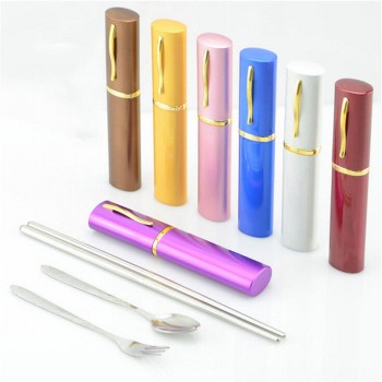 3Pcs Outdoor Tableware Sanitary Stainless Steel Chopsticks Fork Spoon For Camping Hiking Travel ultra-light Picnic Cutlery Set