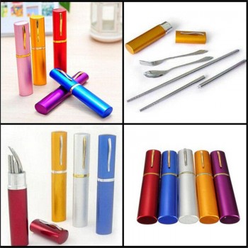 3Pcs Outdoor Tableware Sanitary Stainless Steel Chopsticks Fork Spoon For Camping Hiking Travel ultra-light Picnic Cutlery Set