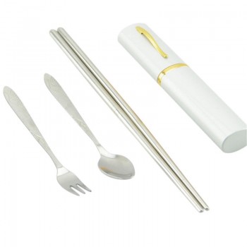 3Pcs Outdoor Tableware Sanitary Stainless Steel Chopsticks Fork Spoon For Camping Hiking Travel ultra-light Picnic Cutlery Set