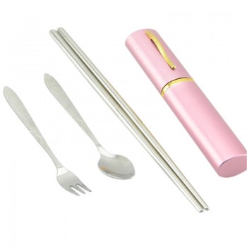 3Pcs Outdoor Tableware Sanitary Stainless Steel Chopsticks Fork Spoon For Camping Hiking Travel ultra-light Picnic Cutlery Set