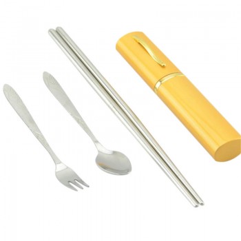 3Pcs Outdoor Tableware Sanitary Stainless Steel Chopsticks Fork Spoon For Camping Hiking Travel ultra-light Picnic Cutlery Set