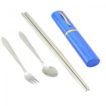 3Pcs Outdoor Tableware Sanitary Stainless Steel Chopsticks Fork Spoon For Camping Hiking Travel ultra-light Picnic Cutlery Set