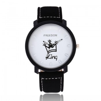New Relogio Couples Watch King amp; Queen Leather Quartz Watch Mens Ladies Fashion Sport Clock Mens Watches Womens Watches Gifts